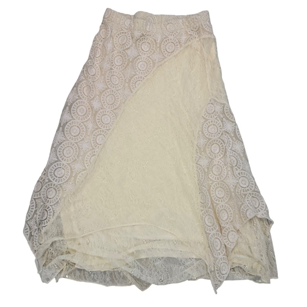 Chicos White Lace Maxi Skirt Boho Festival Tiered Gypsy Size‎ 1 Western Rodeo